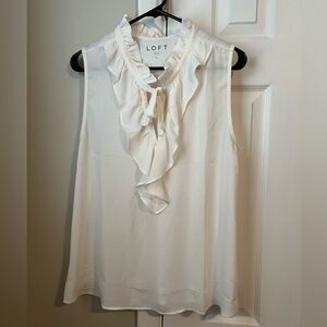 LOFT Ruffle Neck Shell Size L